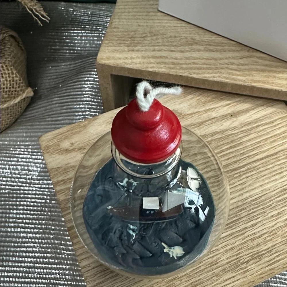 Crate & Barrel Ship-In-A-Bottle Glass Christmas Ornament Nautical